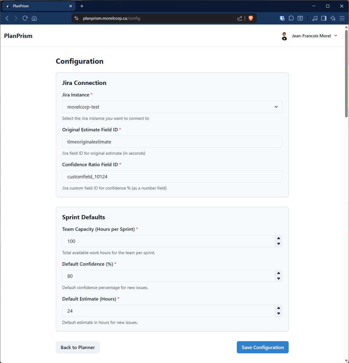 Configuration Screen